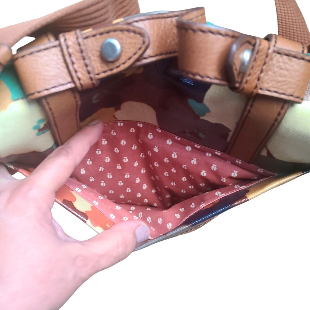 Fossil Vintage Keyper Coated Canvas Turnlock Cros… - image 8